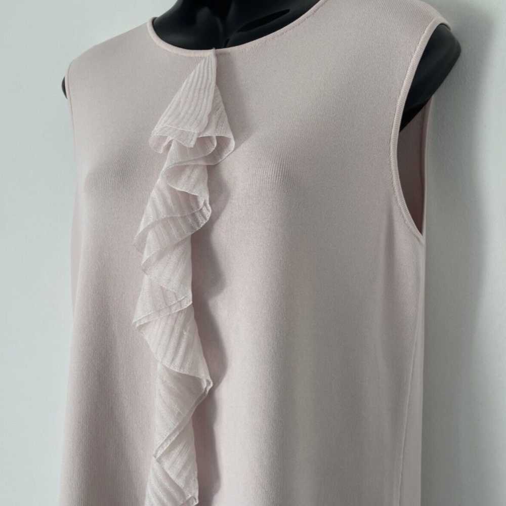 NEW TED BAKER BLUSH PINK KNIT RUFFLE SHEATH DRESS SIZE UK 2